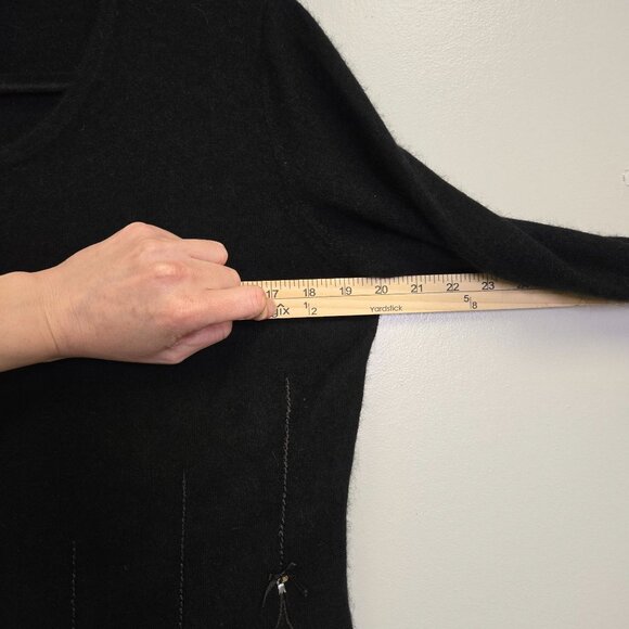 Vintage Angora Wool Academia Preppy Cardigan Black Sweater Christmas Holiday - Picture 6 of 7